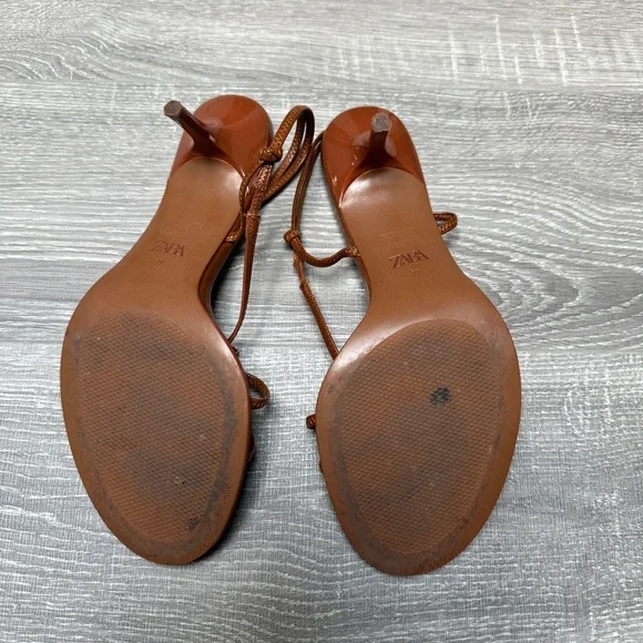 Zara Brown Embellished Heeled Sandals - Picture 6 of 6